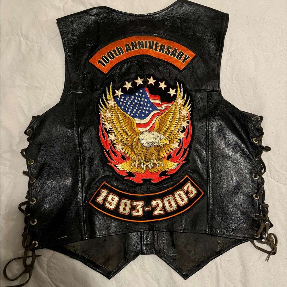 Harley Davidson Leather Vest Biker Vintage